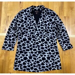 Dana‎ Buchman Women Animal Print Mesh Tunic Top Blouse M